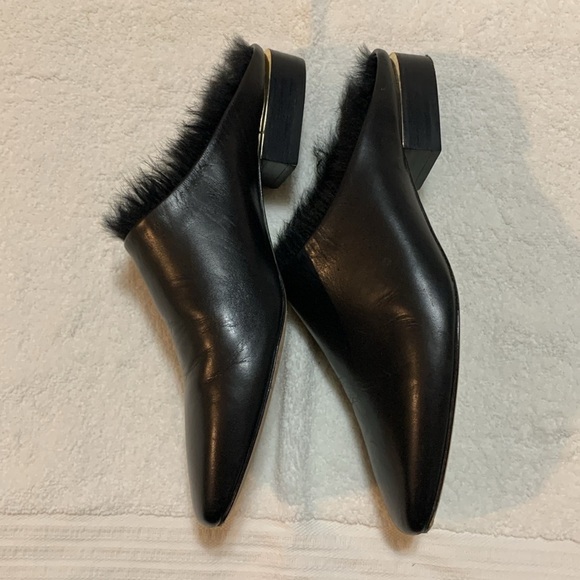 Pour La Victoire Sebina snakeskin print leather mules size  POUR LA BICTOIRE Sebina Feather Leather Mules In Black 8.5